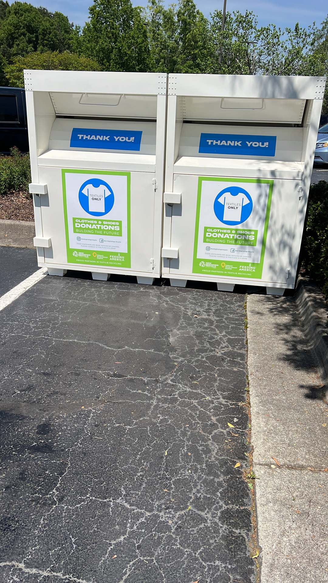 NBR Global clothing donation bins at a community location